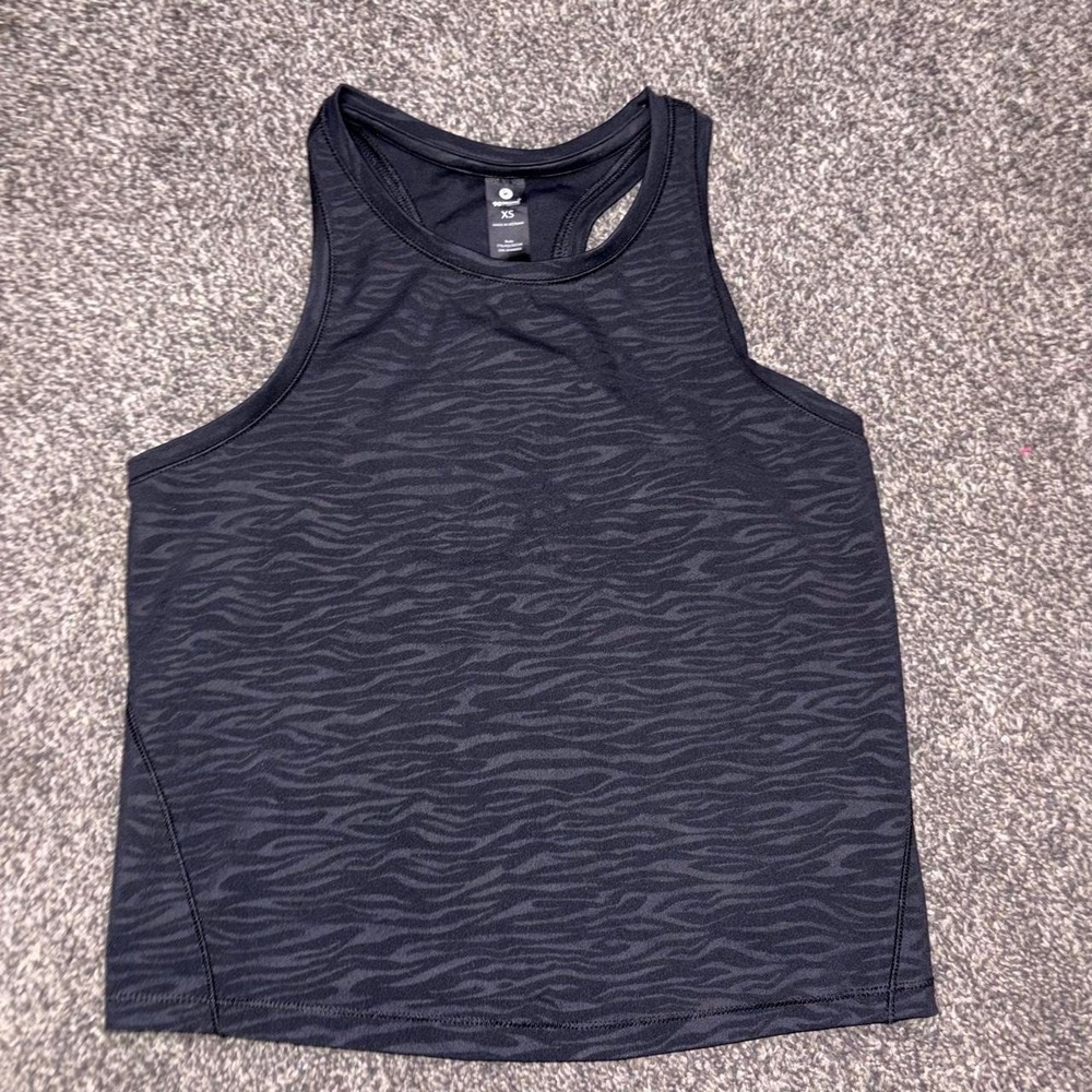 90 Degrees Black & gray zebra print polyester & spandex tank top in XS